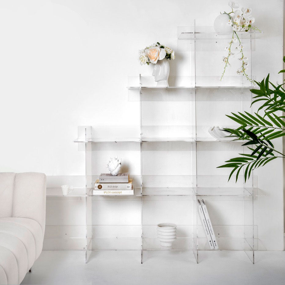 iPLEX Atmosfera 3 Transparent Plexiglass Bookcase 180x180cm Made in Italy