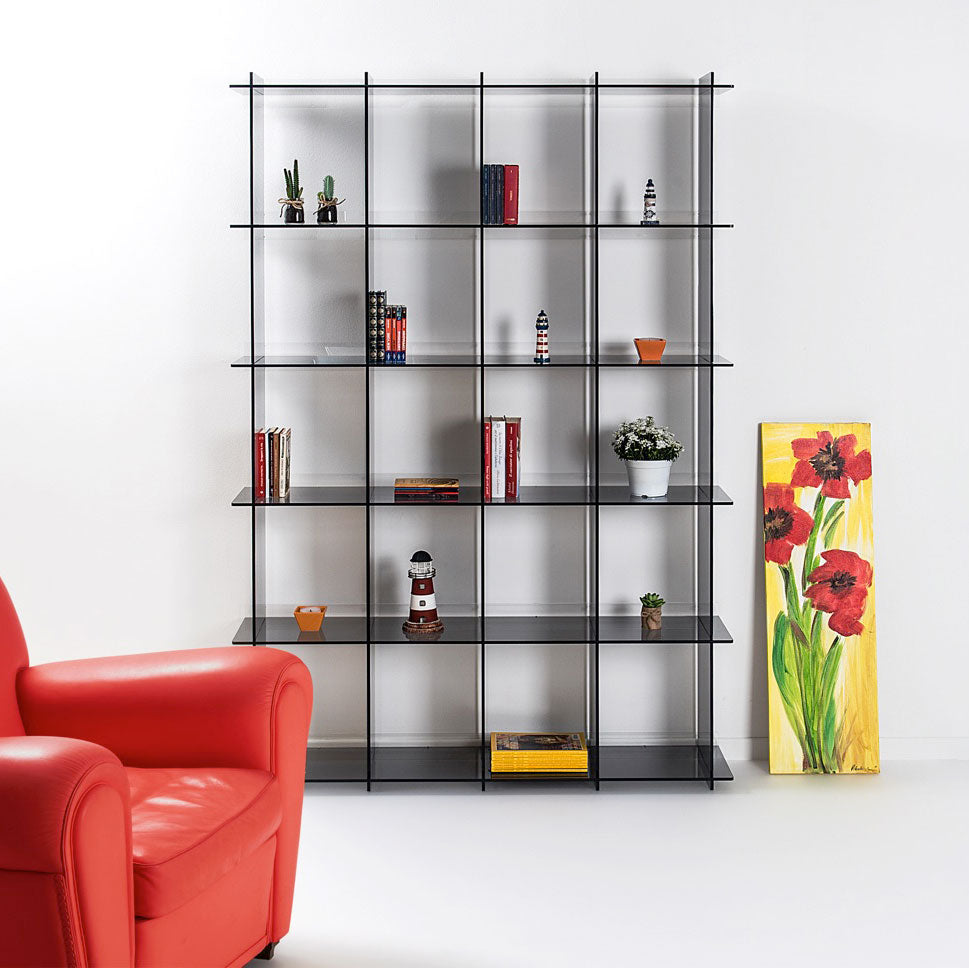 iPLEX Atmosfera 4 Libreria in Plexiglass 202x131cm Fumè Grigio Made in Italy