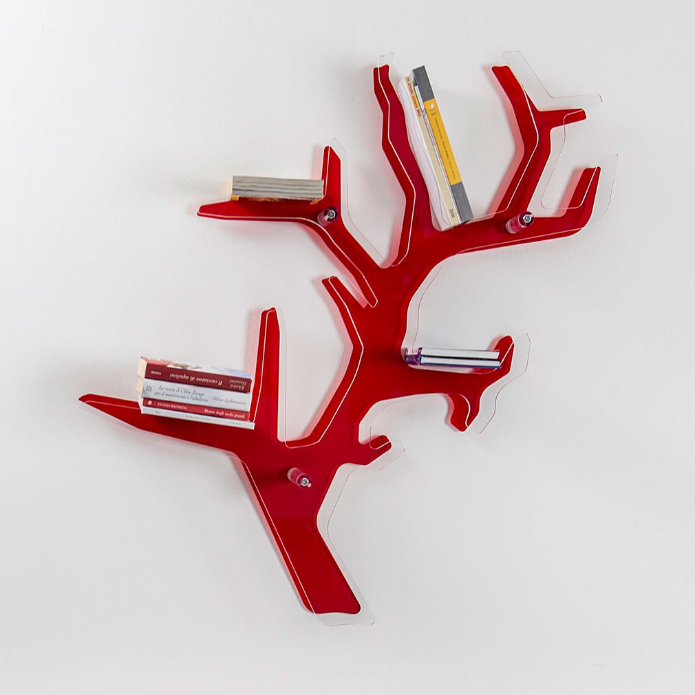 iPLEX Koral White Libreria Scaffale Mensole in PMMA 110x110cm Rosso Made in Italy