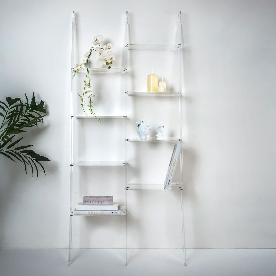 iPLEX Step Libreria 1 Scaffale in Plexiglass 185x81cm Trasparente Made in Italy