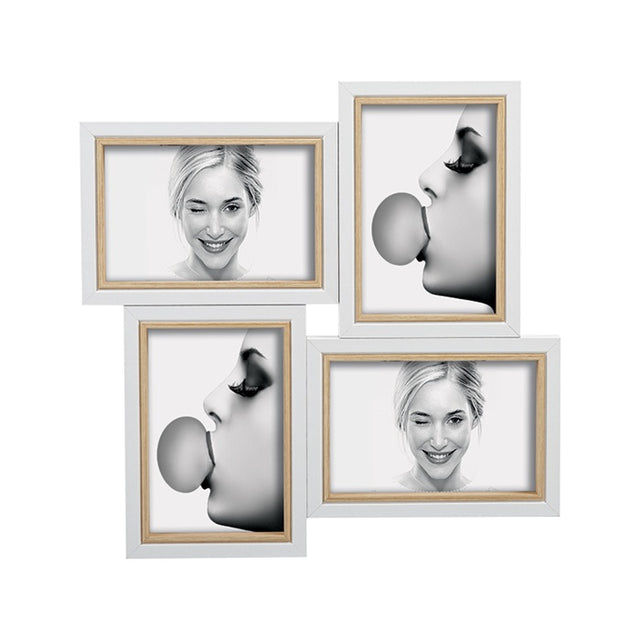 Portafoto multiplo Mascagni Casa in legno MDF bianco 33x33 cm