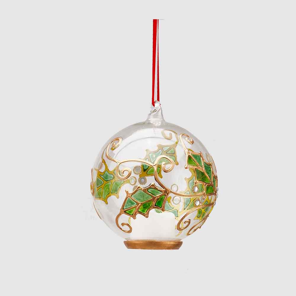 EDG Addobbo Albero di Natale Sfera Pallina Palla 12cm Vetro Trasparente con LED