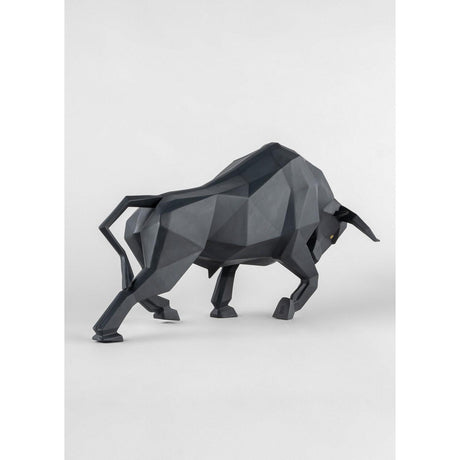 Lladró Scultura Toro Nero Opaco 24x50cm Porcellana