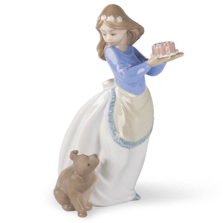 NAO Statua Statuina in Porcellana 19x12cm Bambina Compleanno del Cane