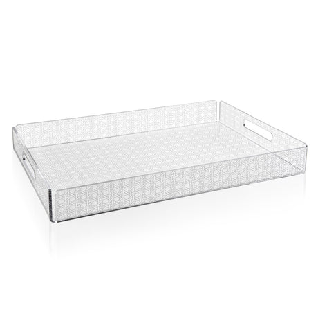 iPLEX Bon Ton Vassoio Grande in PMMA 32x45cm Paglia di Vienna Trasparente Made in Italy