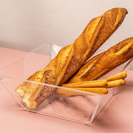 iPLEX Bon Ton Cestino Portapane Ciotola in PMMA 22x22cm Paglia di Vienna Trasparente Made in Italy