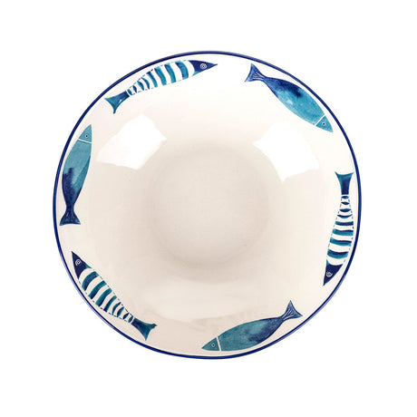 VILLA D'ESTE HOME TIVOLI Kos Ciotola Insalatiera Coppa 31cm Dolomite Blu con Pesci