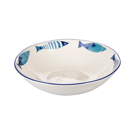 VILLA D'ESTE HOME TIVOLI Kos Ciotola Insalatiera Coppa 31cm Dolomite Blu con Pesci