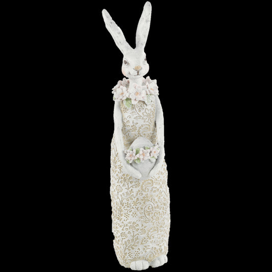 MASCAGNI CASA Coniglio di Pasqua in Resina 30cm Decorazione Pasquale Bianco