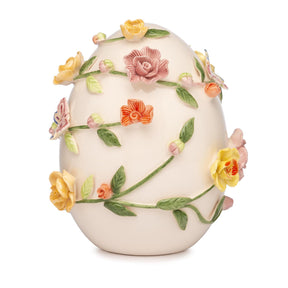 Ovetto di Pasqua Palais Royal in porcellana con decori floreali 15 cm