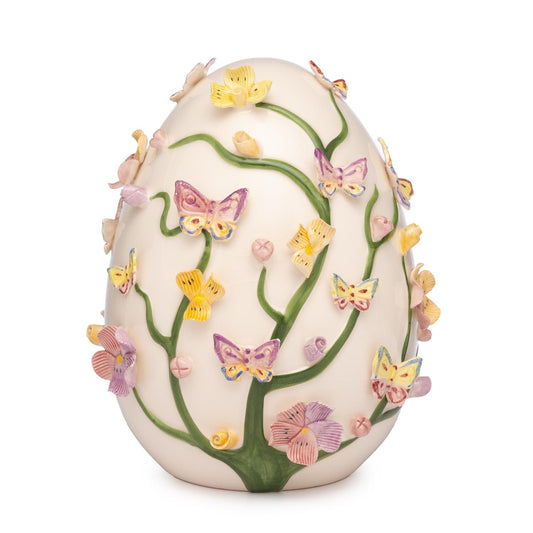 PALAIS ROYAL Decorazione Uovo Ovetto di Pasqua con Farfalle 15cm Porcellana