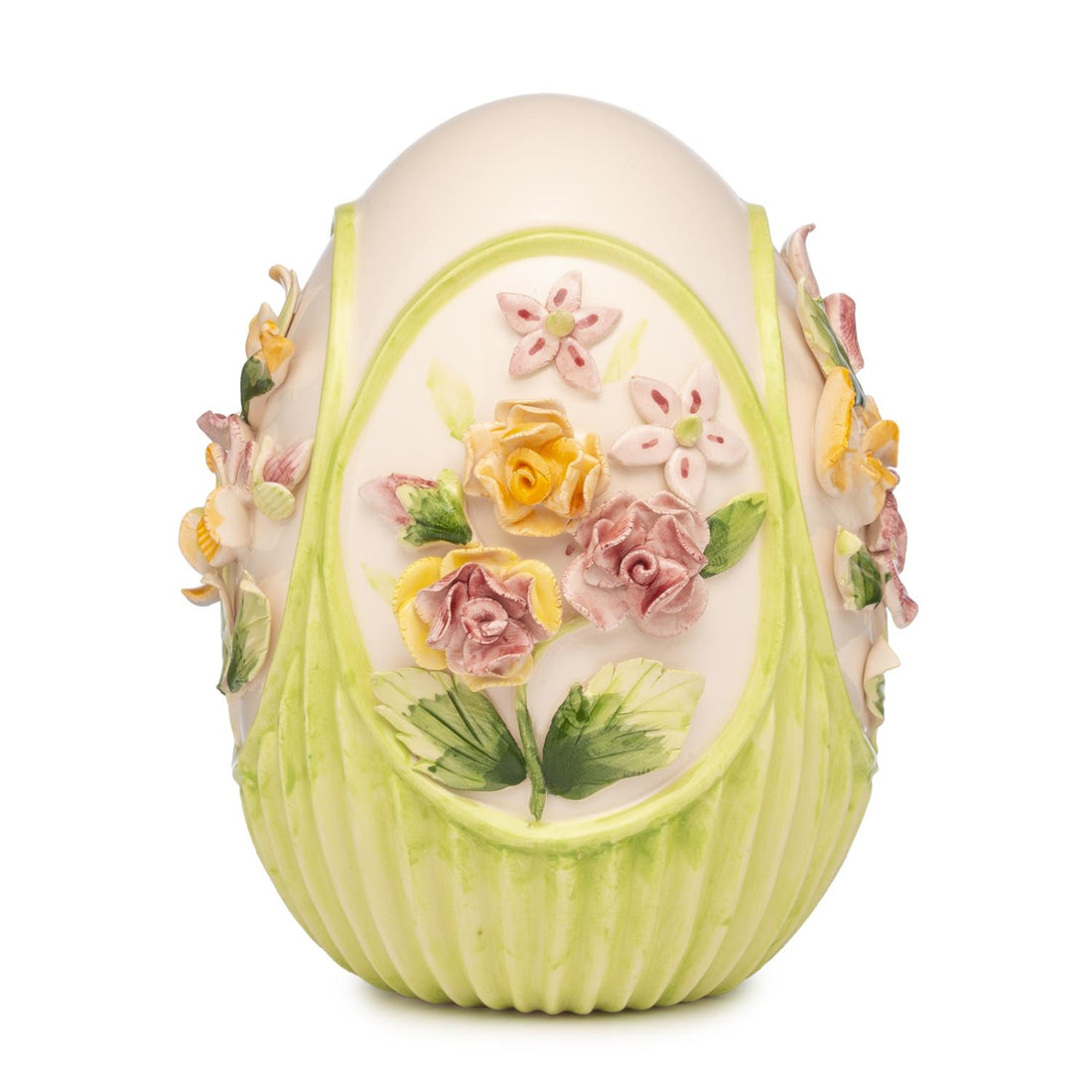 PALAIS ROYAL Decorazione Uovo Ovetto di Pasqua con Fiori Bouquet 15cm Porcellana