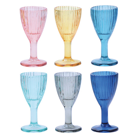 BRANDANI Plissè Set 6 Pezzi Calice Shot Liquorino 50ml Vetro Colorati