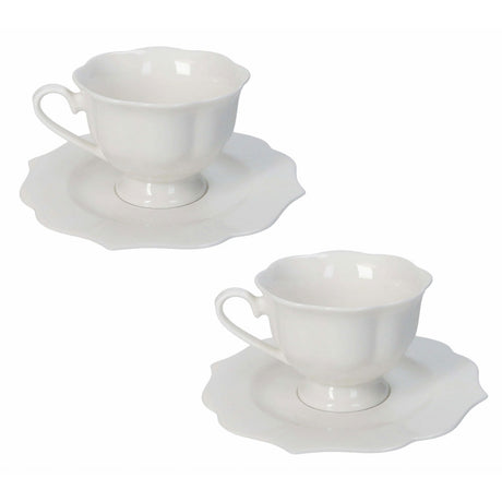 BRANDANI Queen Set 2 Pezzi Tazza Tè 150ml Bianco Porcellana
