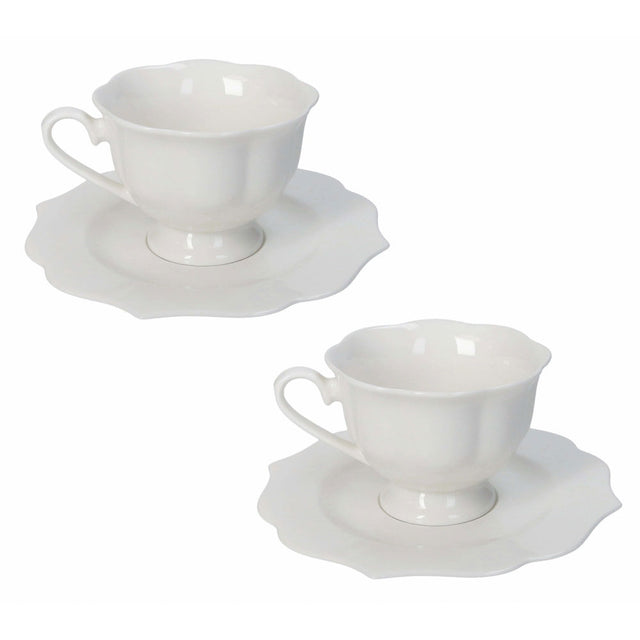 BRANDANI Queen Set 2 Pezzi Tazza Tè 150ml Bianco Porcellana