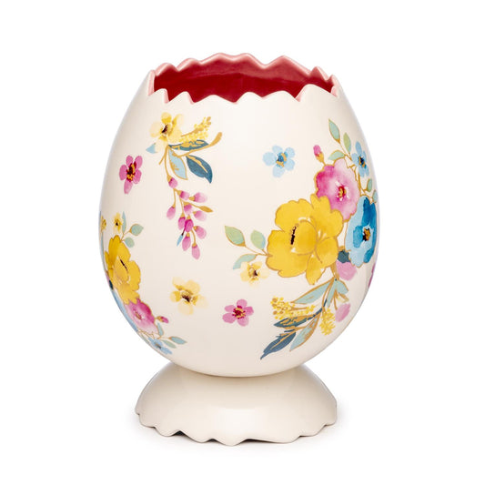 PALAIS ROYAL Decorazione Vaso Uovo di Pasqua con Fiori 20cm Ceramica
