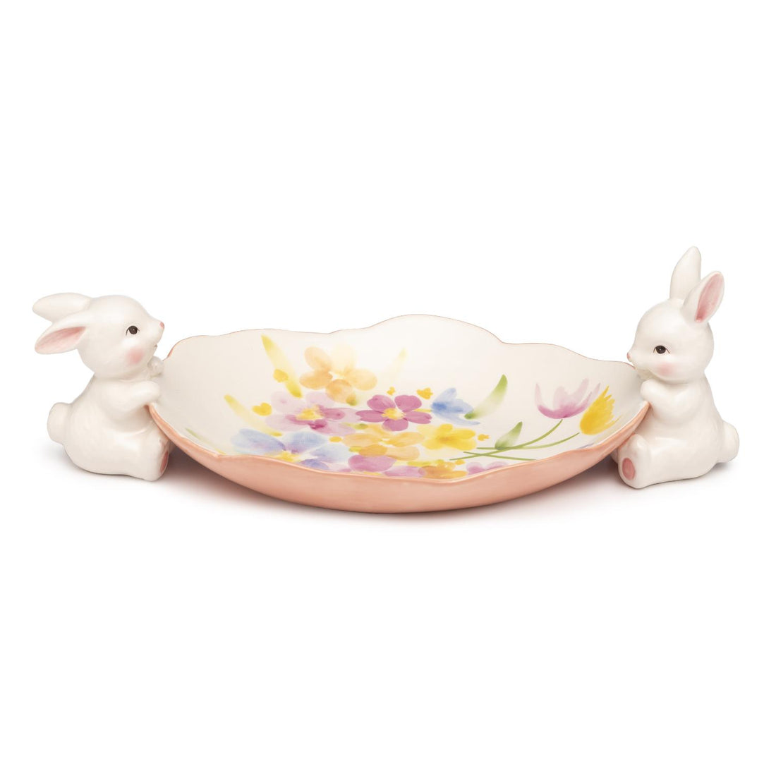PALAIS ROYAL Coppa Ciotola con Conigli 32,5cm Ceramica Decorazione Pasquale