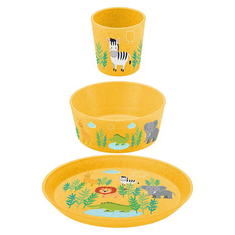 KOZIOL Set Bimbo 3 Pezzi Piatto Ciotola Bicchiere Connect Africa Giallo Organic