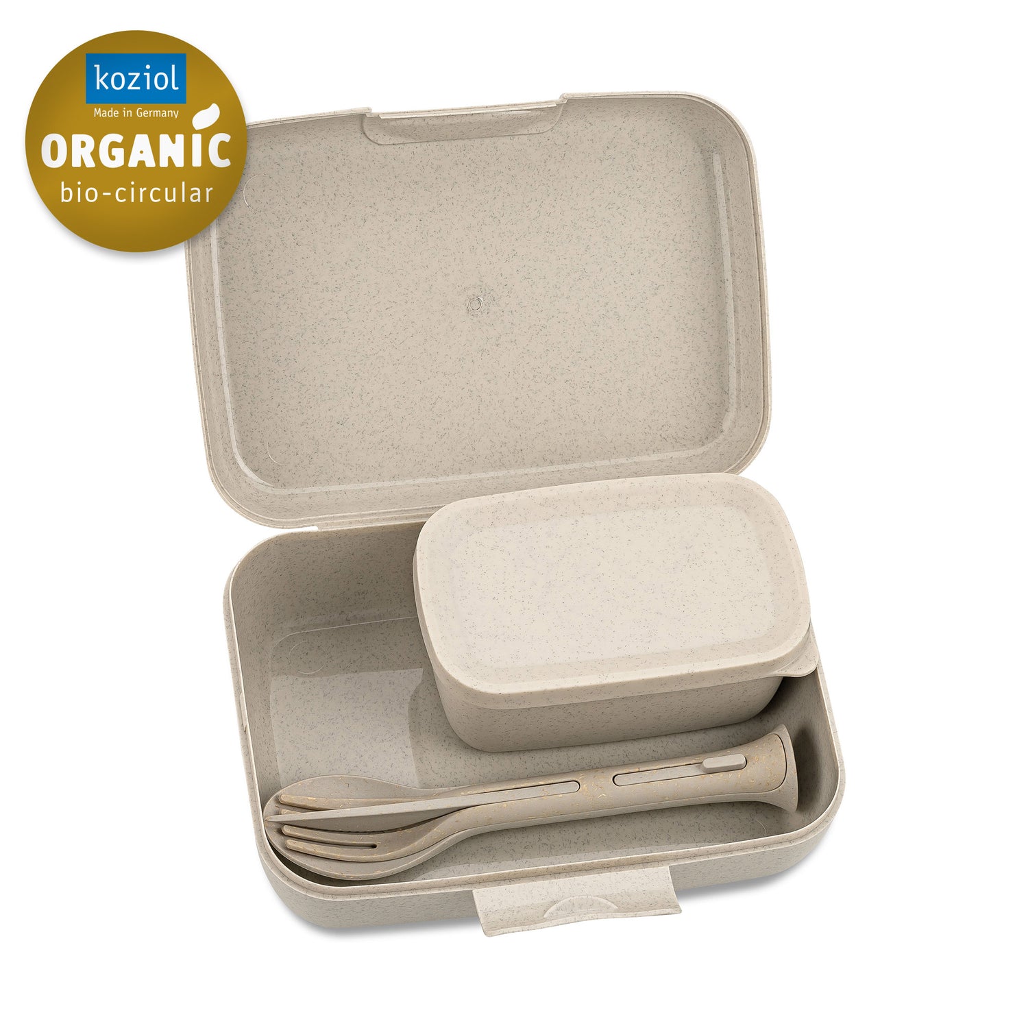 KOZIOL Contenitore Porta Pranzo con Posate Candy Ready 19x14cm Sabbia Organic