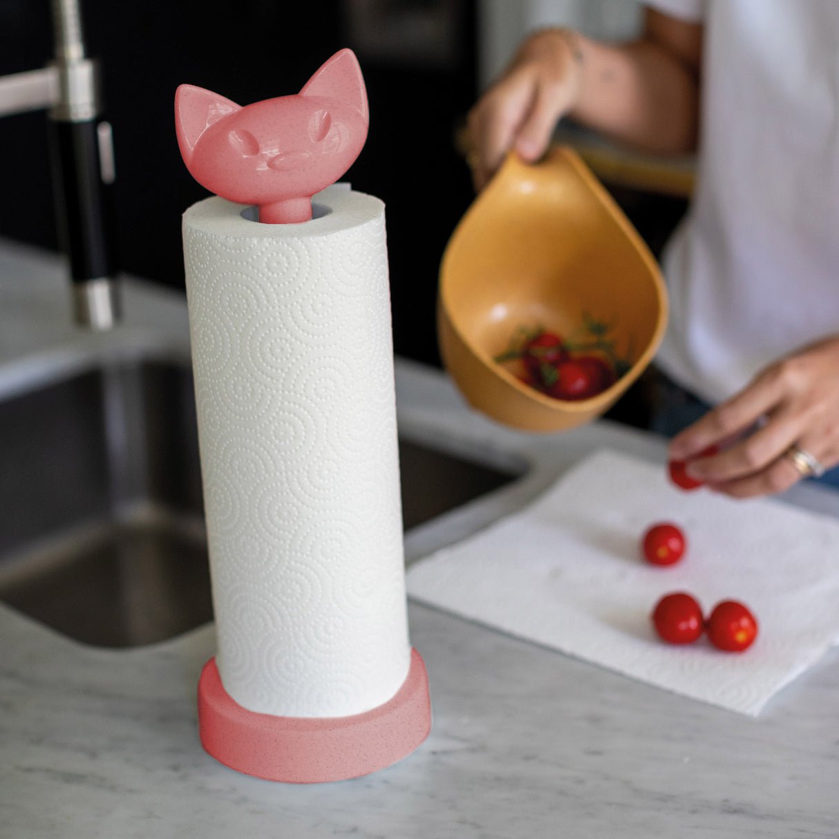KOZIOL Portarotolo Portatovaglioli Miaou Gatto Sabbia Organic