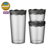 KOZIOL Set 3 Contenitori Barattoli Prince Oslo 300ml Grigio Organic