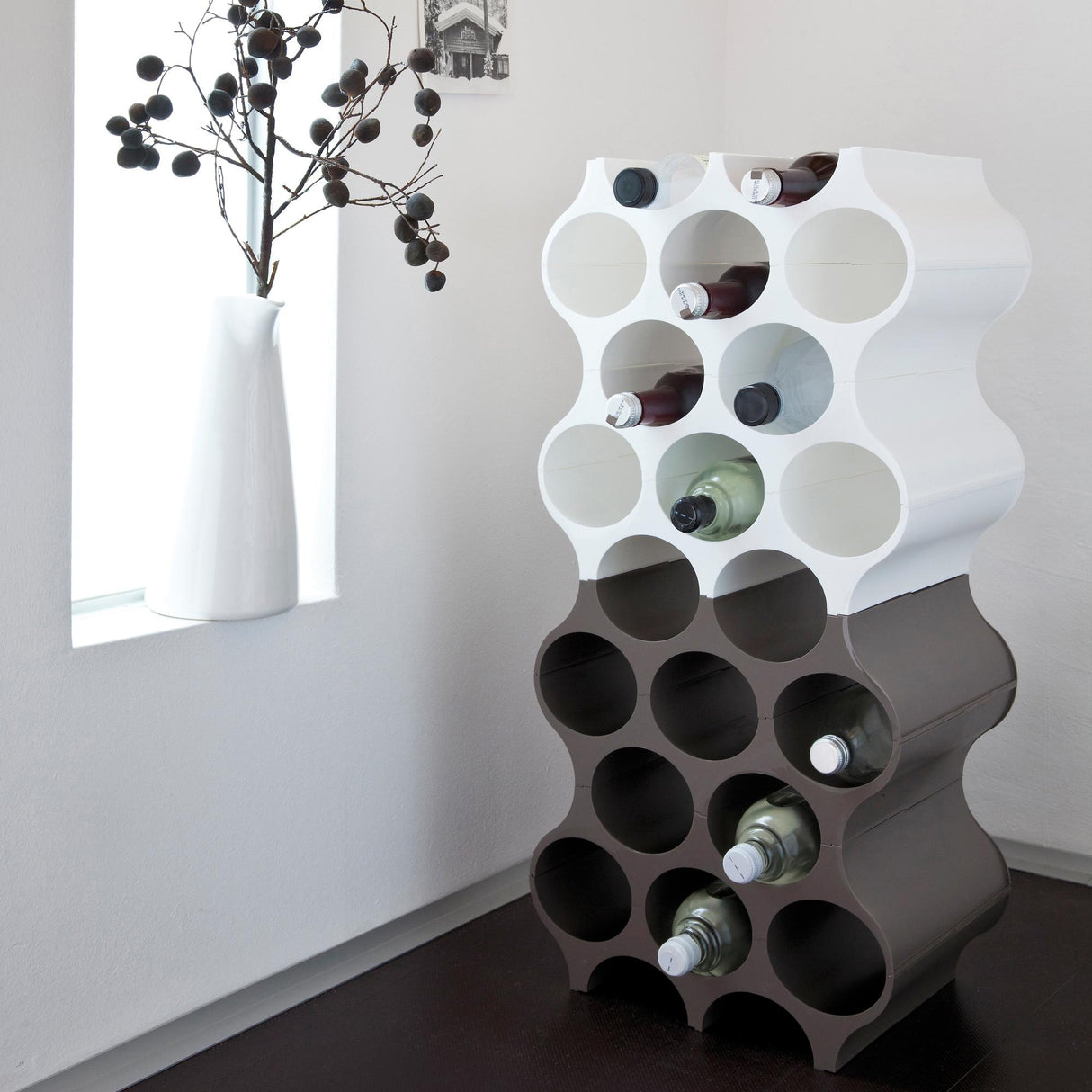 KOZIOL Mensola Cantina Portabottiglie Set-Up 36x35cm Bianco Organic