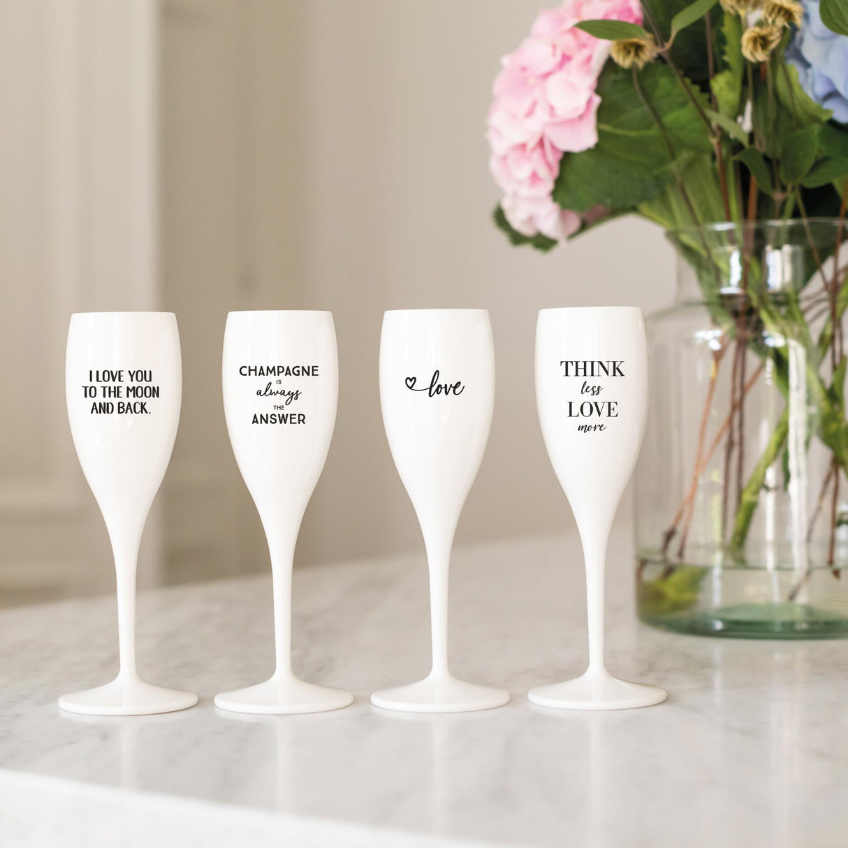 KOZIOL Calice Spumante Champagne 100ml Cheers No. 1 Champagne is The Answer Bianco