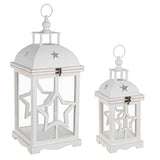BIZZOTTO - Set 2 Lanterna Isa Legno Bianco 57cm 41cm Decorazione Natale 0926717