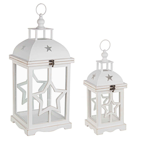 BIZZOTTO - Set 2 Lanterna Isa Legno Bianco 57cm 41cm Decorazione Natale 0926717