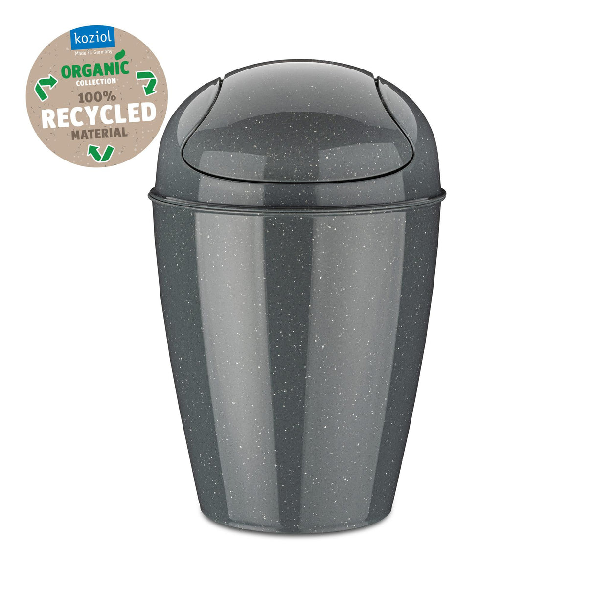 KOZIOL Small Bathroom Waste Paper Bin DEL XS 24cm 2L Gray 100% Recycled Plastic