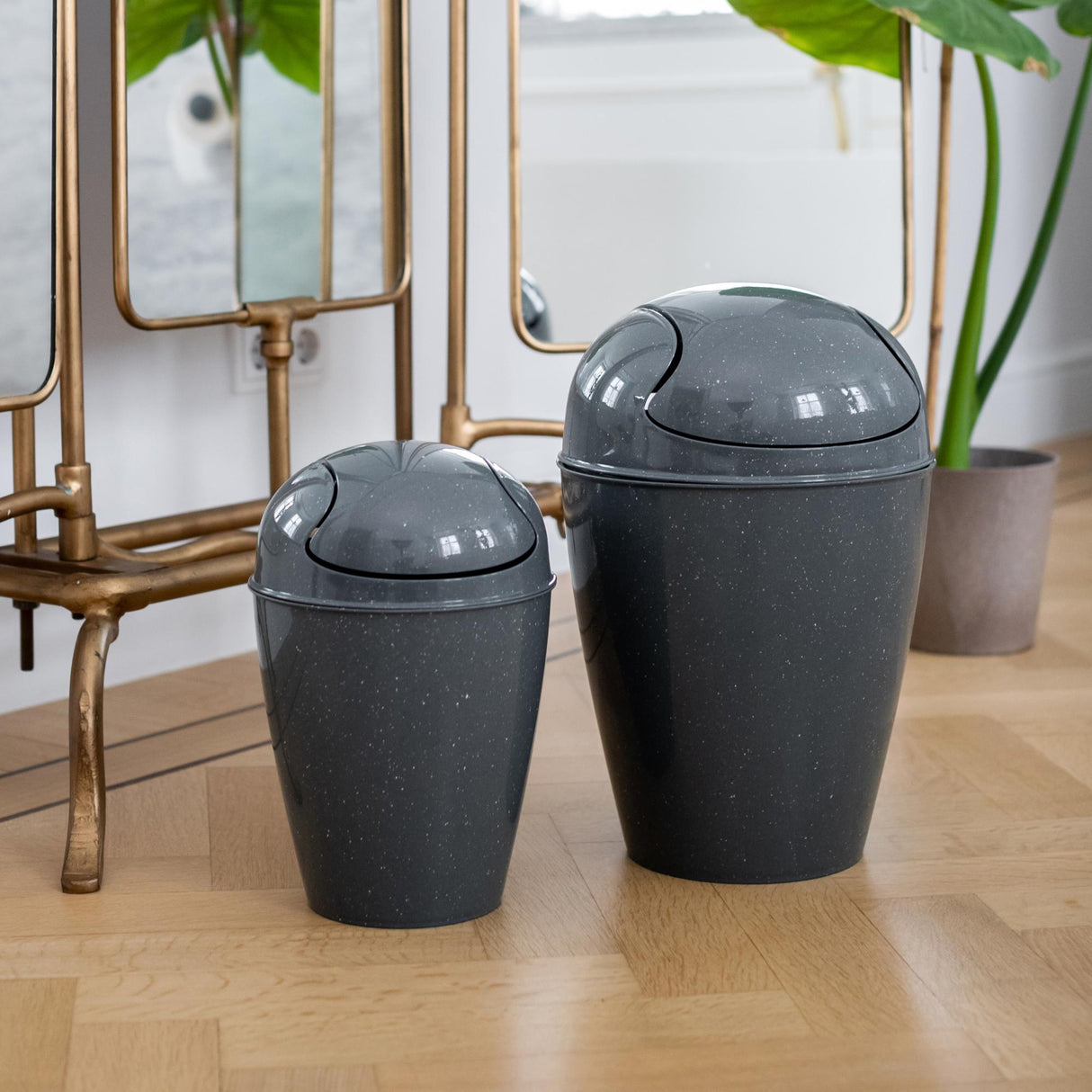 KOZIOL Large wastepaper bin DEL M 45cm 12L Gray 100% recycled plastic
