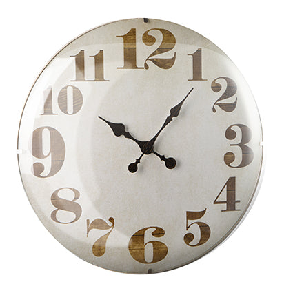 MONTEMAGGI White Lenticular Wall Clock 51cm Glass Wooden Base