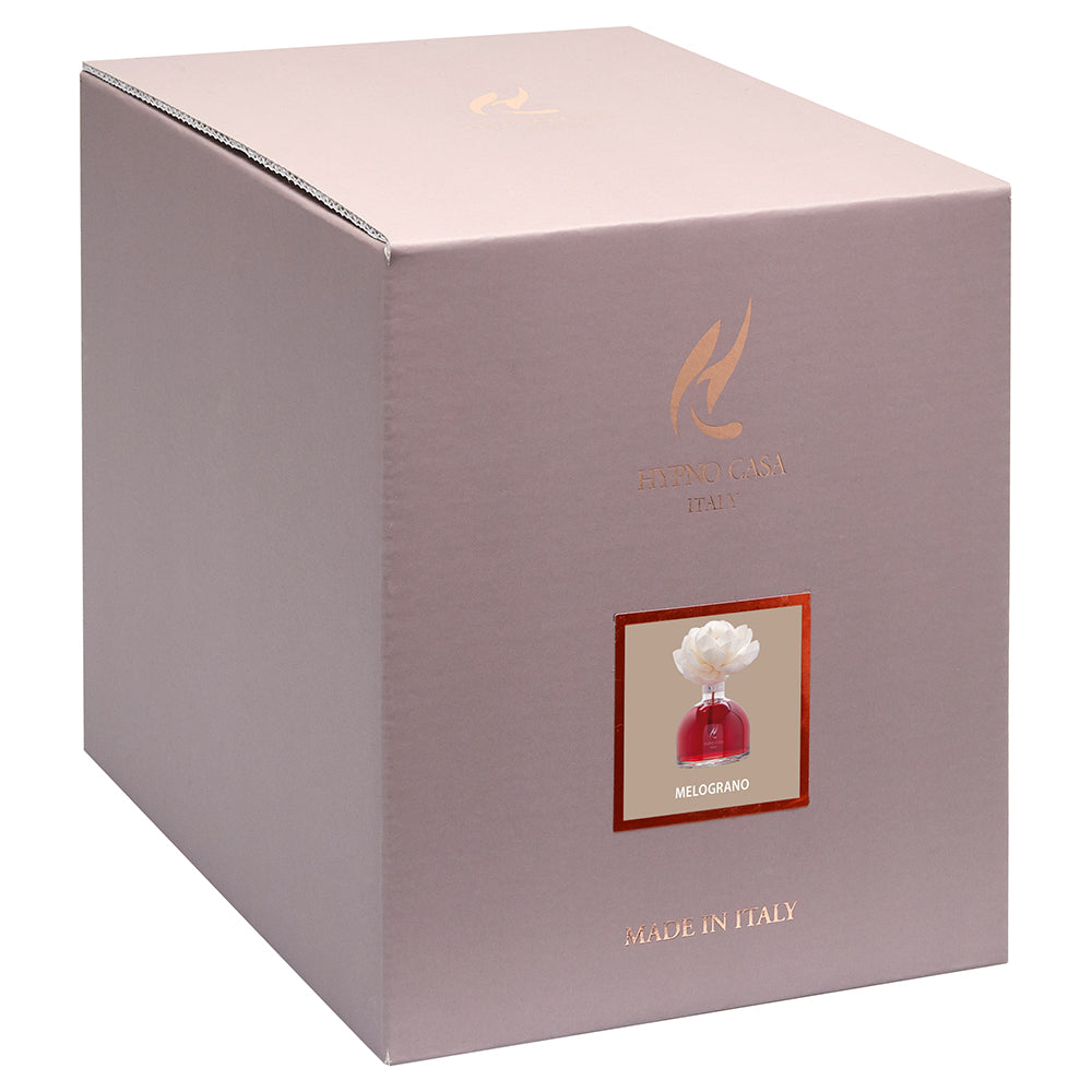 HYPNO CASA Diffusore a Bastoncini con Fiore Bianco Rosa 250ml Melograno