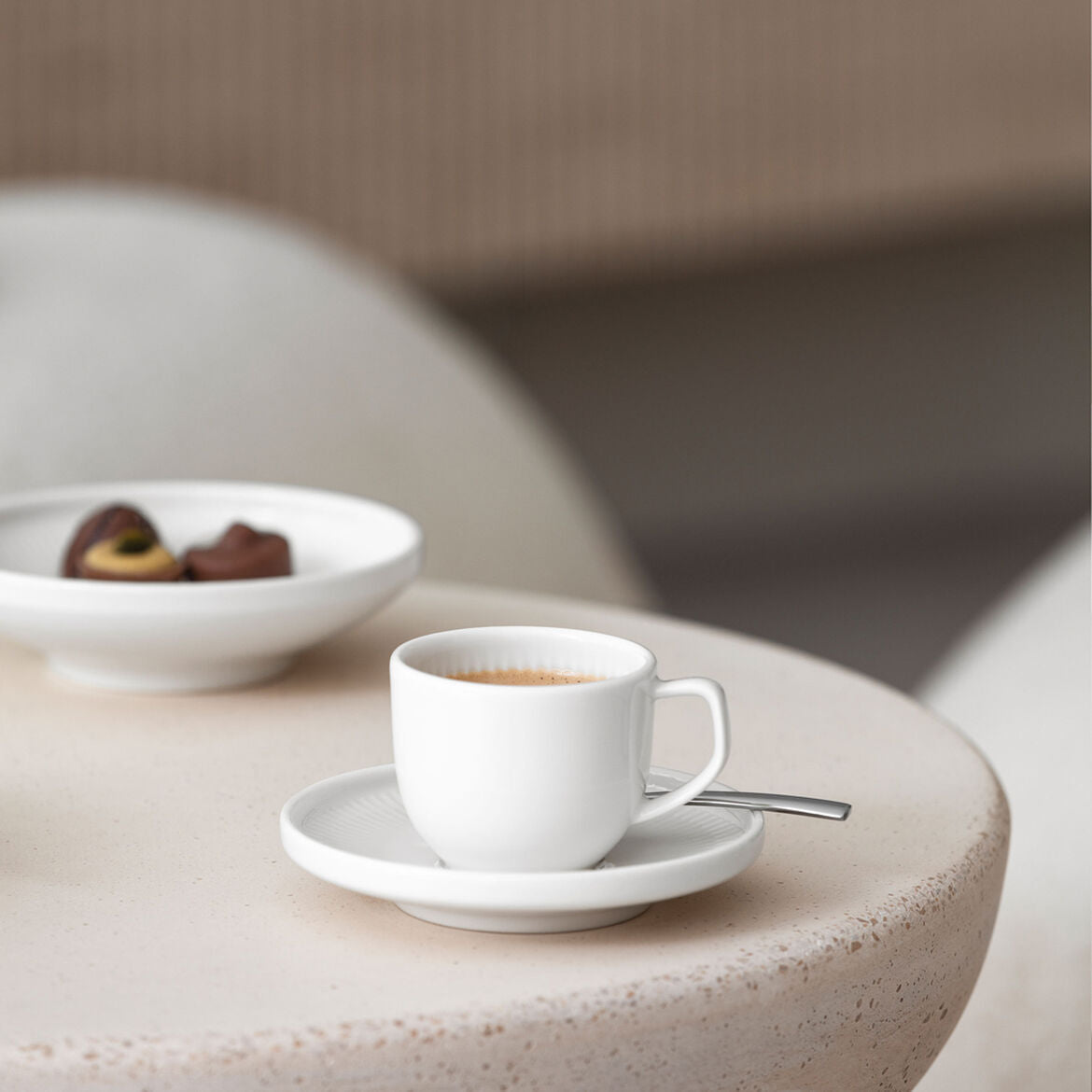 VILLEROY &amp; BOCH Afina Tazza Caffè Espresso 50ml con Piattino 11,5cm Bianco Porcellana Premium