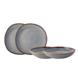 VILLEROY & BOCH Lave Beige Set 4 Pezzi Piatto Piano e Fondo Terracotta