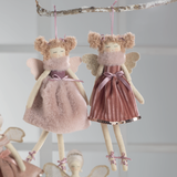 MASCAGNI CASA Angelo di Natale in Tessuto da Appendere 33cm Rosa (Assortite)