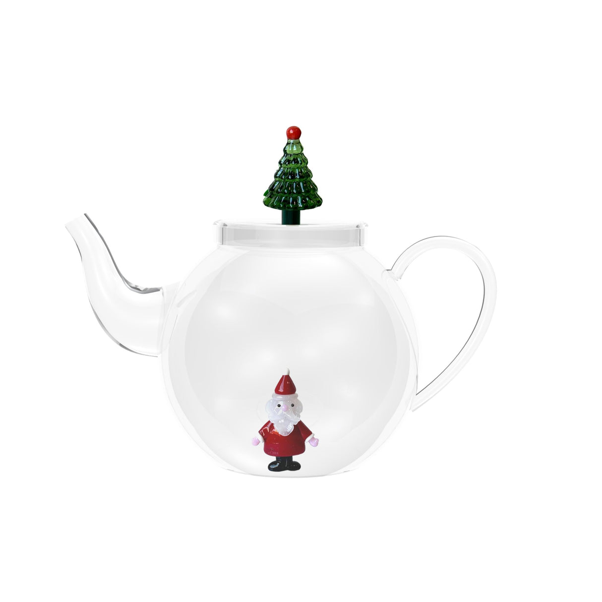 ICHENDORF Christmas Tales Teiera Babbo Natale Tappo Albero di Natale 12cm Vetro Borosilicato