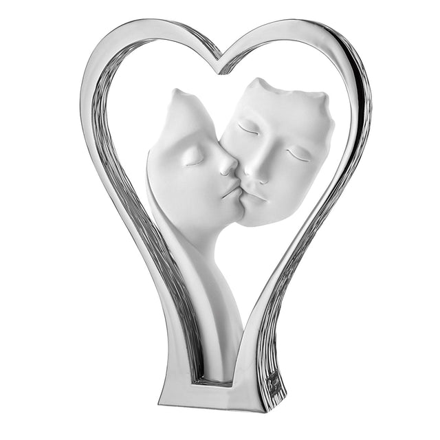 Scultura coppia cuore Bongelli Preziosi in argento lucido 18 cm