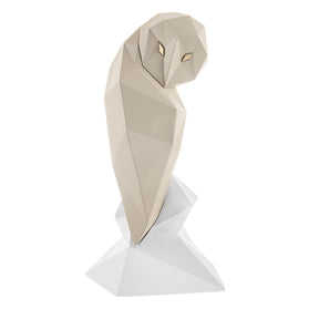 Gufo stilizzato Bongelli Preziosi in marmorino color nocciola 16 cm