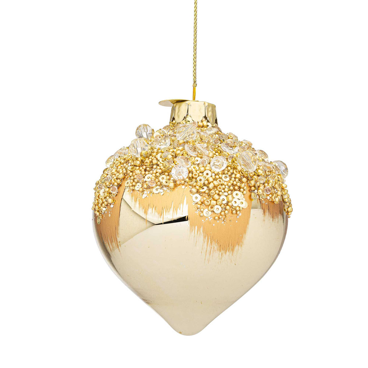 BIZZOTTO Trottola Addobbo di Natale Gleeful Champagne 10cm Vetro