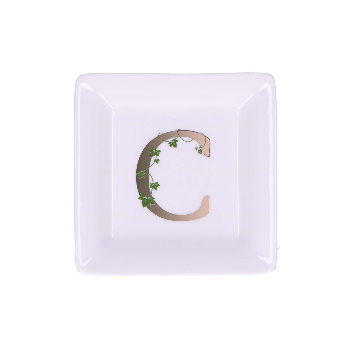 LA PORCELLANA BIANCA - Adorato Piattino Quadrato Lettera "C" 10cm