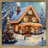 PALAIS ROYAL Quadro Stampa su Tela con LED XMAS Casa di Natale 60x60cm