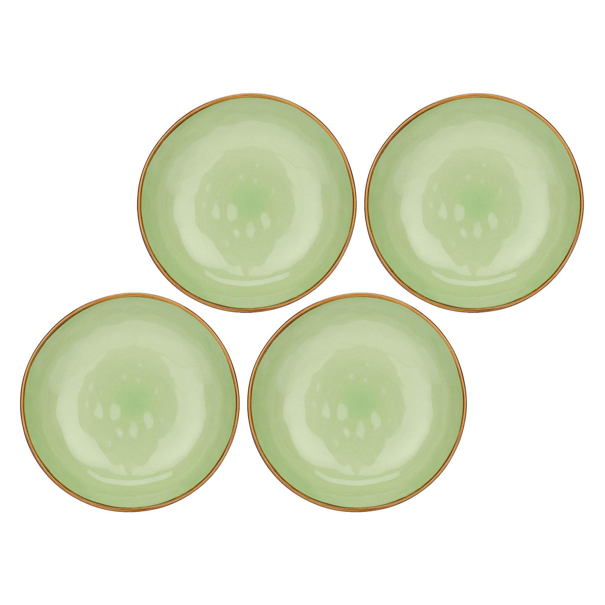 ROSE & TULIPANI Concerto Piatto Fondo Te' Verde 21cm Set 4 Pezzi Stoneware
