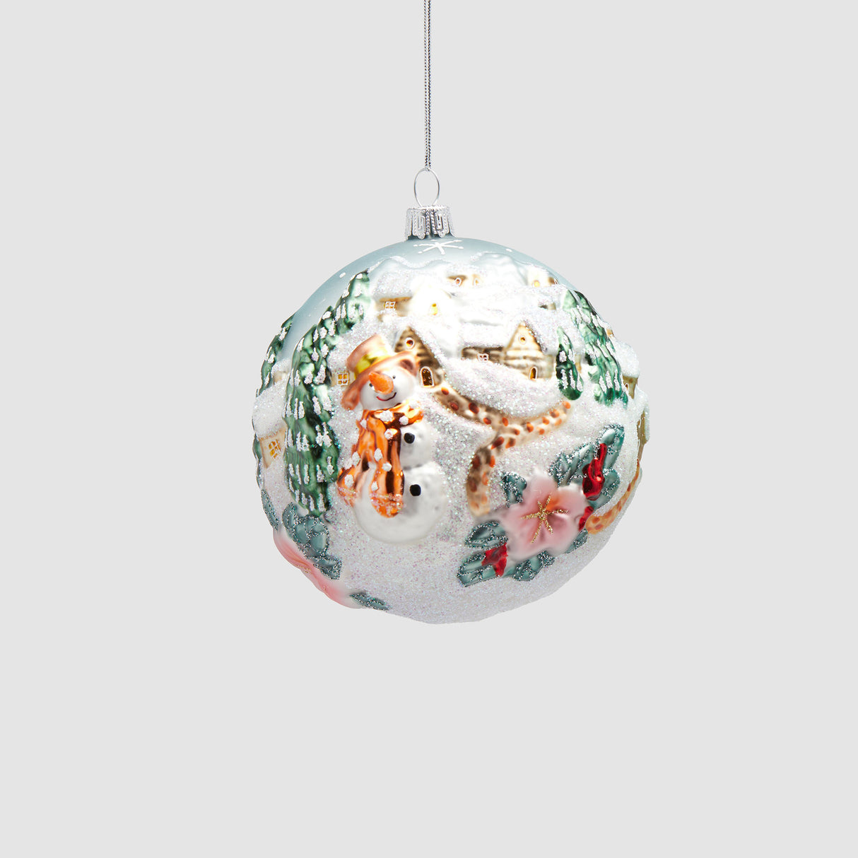 EDG Enzo De Gasperi Addobbo Pallina Sfera di Natale Pupazzo di Neve 11cm Vetro