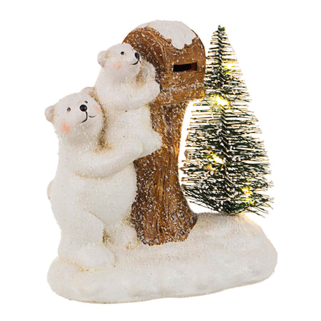 BIZZOTTO - Coppia Orsi Decorazione Natalizia Oggetti di Natale LED 14cm