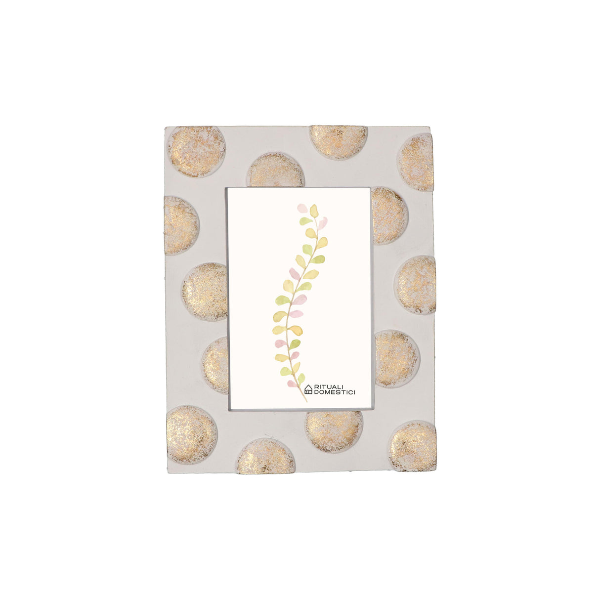RITUALI DOMESTICI TiGuardo Portafoto 10x15cm Bianco Pois Oro Resina
