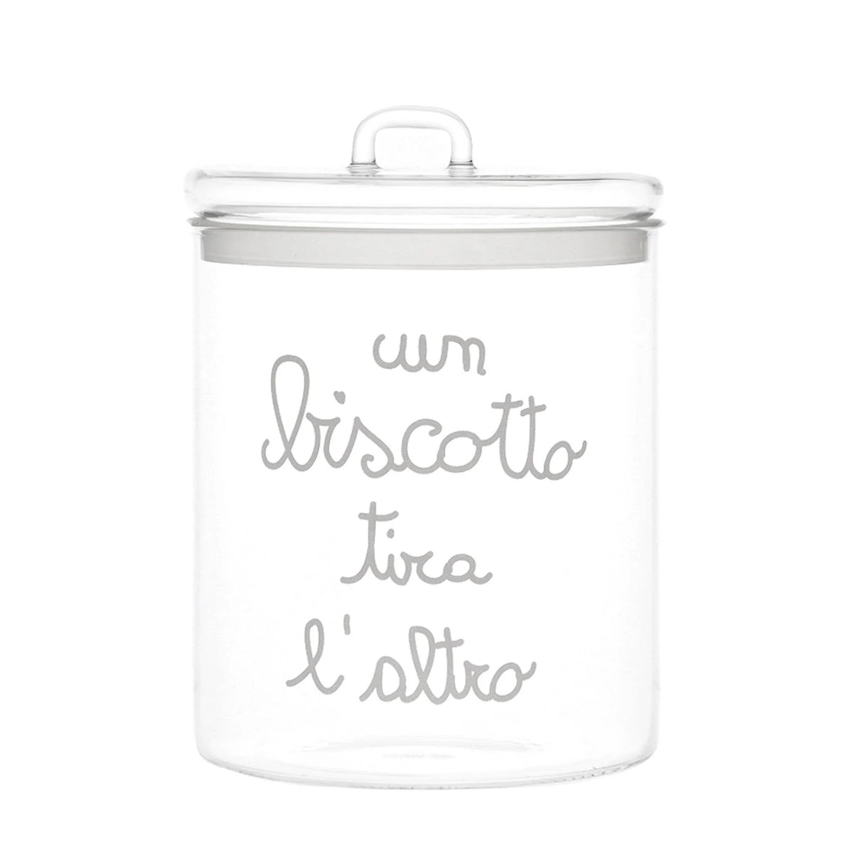 SIMPLE DAY Contenitore Barattolo Biscottiera Un Biscotto Tira L'Altro 15x22cm Vetro