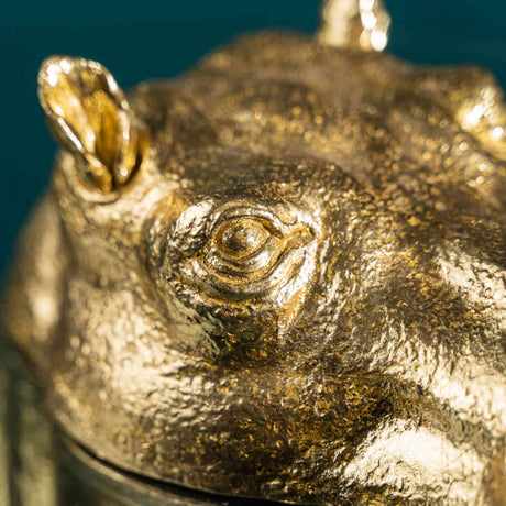 WERNS Tavolino da Caffè Ippopotamo Patty Potamus 45x64cm Oro Resina