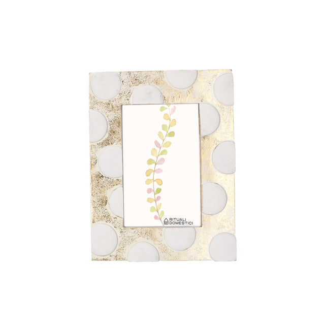 RITUALI DOMESTICI TiGuardo Portafoto 13x18cm Oro Pois Bianchi Resina