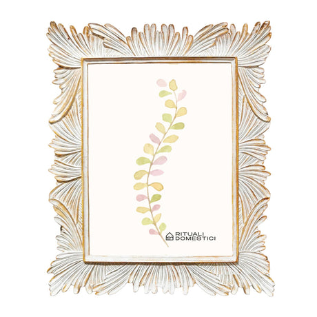 RITUALI DOMESTICI TiGuardo Portafoto 15x20cm Fronde Bianco Oro Resina